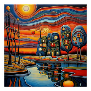 Póster Dia do inverno no pôr do sol 9