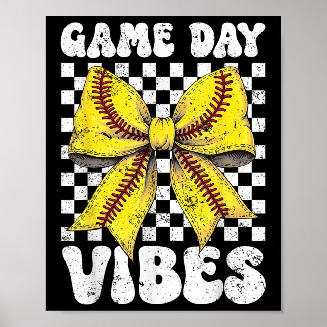 Poster Dia do Jogo Vibes Arco Coquette Softball Mama Soft (Frente)