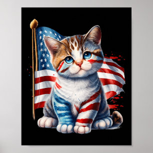 Poster Dia do Memorial do Gato Gatinho Engraçado 4 de Jul