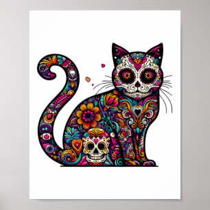 Poster Dia Do Morto Cinco De Mayo Cat Sugar Skull Dia De
