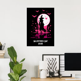 Poster Dia do Namorados de bruxa mágica rosa para downloa