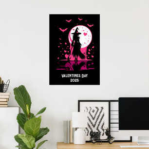 Poster Dia do Namorados de bruxa mágica rosa para downloa