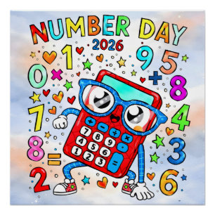 Póster Dia do Número 2026 Design de Calculadora Matemátic