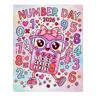 Póster Dia do Número 2026 Design de Matemática Calculador