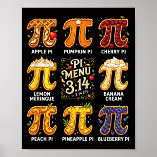 Poster Dia do Pi 3.14 Menu Pi Piada Engraçada Torta de Fr