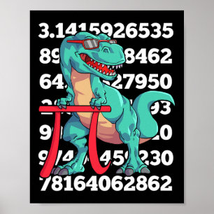Poster Dia do Pi Dinossauro T Rex Matemática Divertida 3.