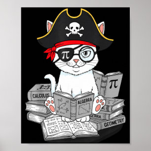 Poster Dia do Pi Gato Nerd de Matemática Pirata Professor