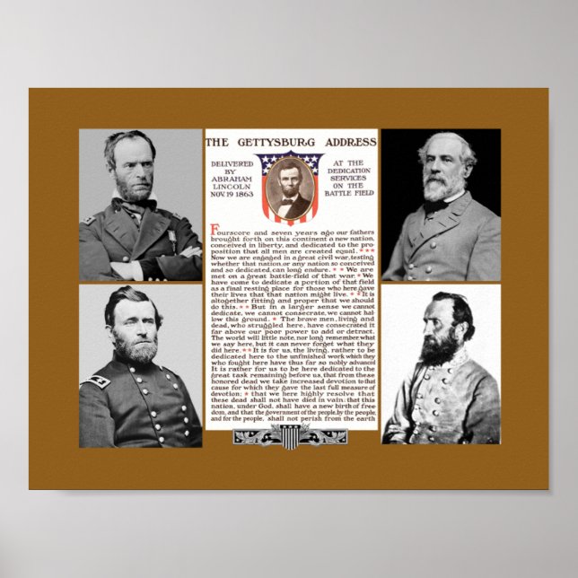 Póster Dia do Presidente Tribute Gettysburg Endereço Post (Frente)