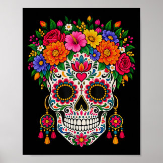 Poster Dia dos mortos crânio de açúcar catrina dia de mor
