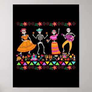 Poster Dia dos Mortos Do Dia De Los Muertos Skeleto Mexic