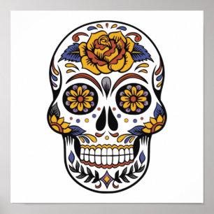Póster Dia dos Mortos - O Crânio do Açúcar Mexicano Ro