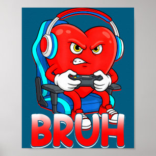 Poster Dia dos Namorados Bruh Coração Gamer Vídeo Jogos M