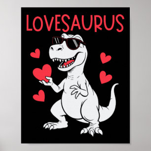 Poster Dia dos Namorados Coração de Amor Dinossauro Loves