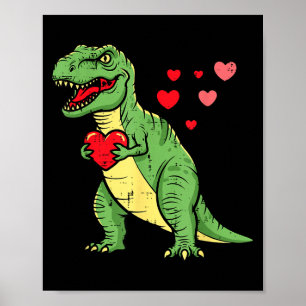 Poster Dia dos Namorados Coração de Dino Amor Engraçado T