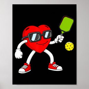 Poster Dia dos namorados coração de pickleball amor fofo