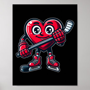 Poster Dia dos Namorados Coração Jogador de Hóquei no Gel