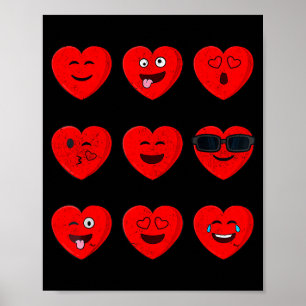 Poster Dia dos Namorados Corações Rostos Emoticons Engraç