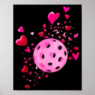 Poster Dia dos namorados de coração de amor de pickleball
