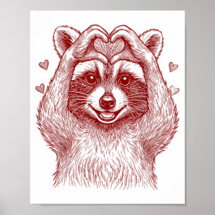 Poster Dia dos Namorados do Guaxinim Engraçado Guaxinim F
