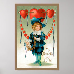 Póster Dia dos namorados do Victorian do vintage, menino