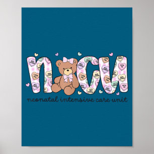 Poster Dia dos namorados enfermeira nicu urso fofo neonat