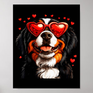 Poster Dia dos Namorados Fã de Cachorro Bernês Montanhês 