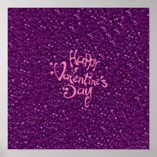 Póster dia dos namorados feliz, roxo