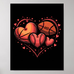 Poster Dia dos Namorados Futebol Basquetebol Beisebol