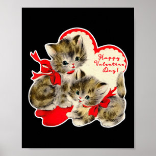 Poster Dia dos Namorados Gato Gatinho Retro Val