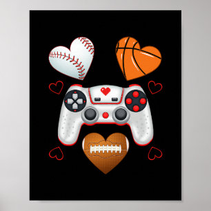 Poster Dia dos Namorados Meninos Homens Corações Jogos Sk