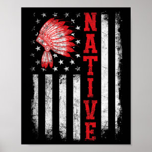 Poster Dia dos Nativos Americanos Bandeira EUA Cherokee I