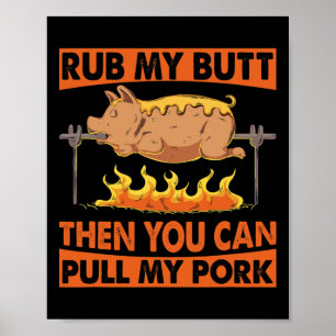 Poster Dia dos Pais Churrasco Esfrega Meu Bumbum Porco Gr