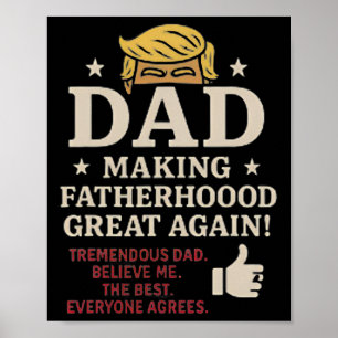 Poster Dia dos Pais Divertido com Tema Trump Fazendo a Pa
