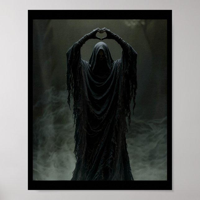 Poster Dia dos pais engraçado fantasma coração mãos rosto (Frente)