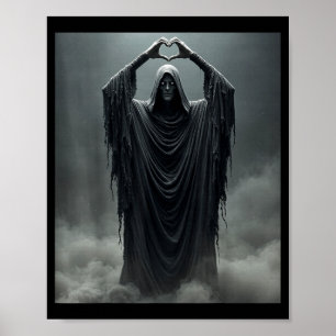Poster Dia dos pais engraçado fantasma coração mãos rosto