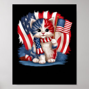 Poster Dia dos Veteranos Gato Divertido Gatinho 4 de Julh
