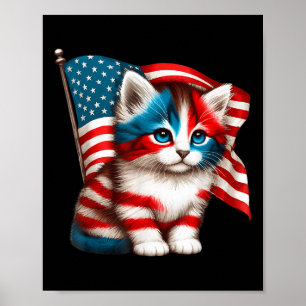 Poster Dia dos Veteranos Gato Engraçado Gatinho 4 de Julh