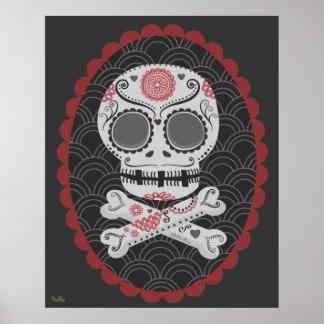 Póster Dia Extra Grande da Arte do Vetor do Crânio do Açú