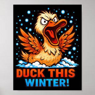 Poster Dia Frio e Nevado Dito Sarcástico Pato Divertido I