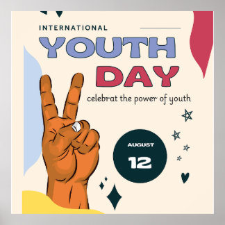Poster Dia internacional da juventude, 12 de agosto,