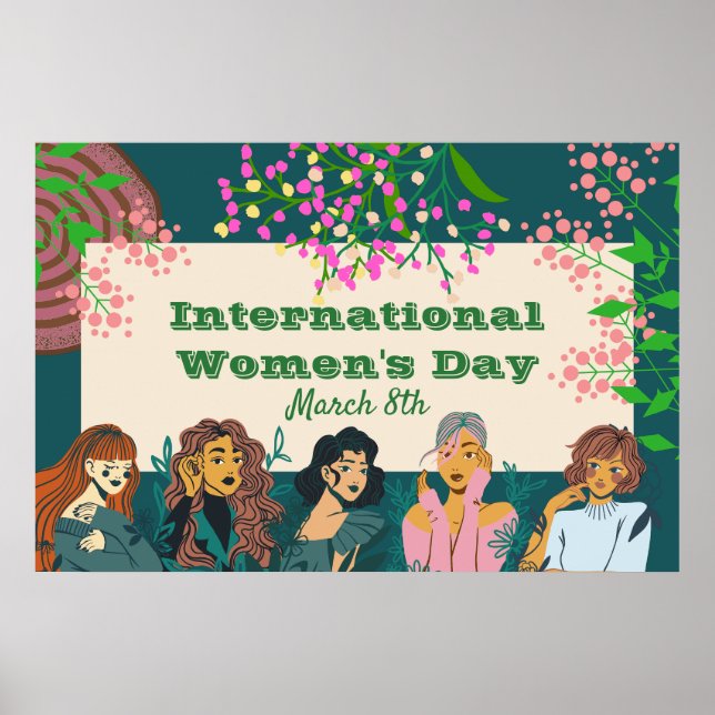 Poster Dia Internacional da Mulher 8 de Março Floral Gran (Frente)