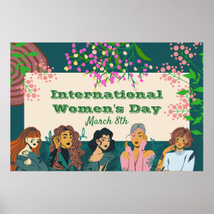 Poster Dia Internacional da Mulher 8 Março Floral Grande