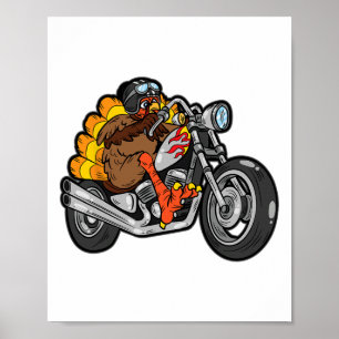 Poster Dia Legal de Ação de Graças de Motocicleta na Turq