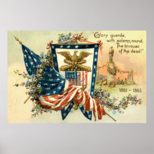 Poster Dia Memorial da Guerra Civil da Flor dos EUA