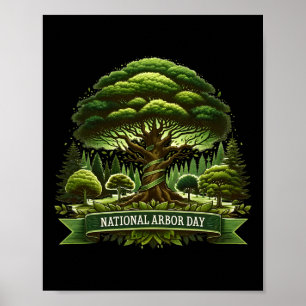 Poster Dia Nacional de Árvore Cuidados Para Um Feliz Dia
