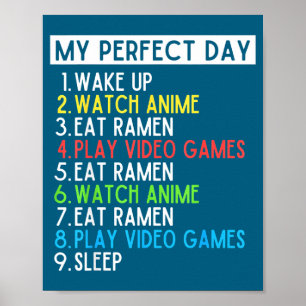 Poster Dia Perfeito Anime Jogos Ramen Amante Engraçado Co