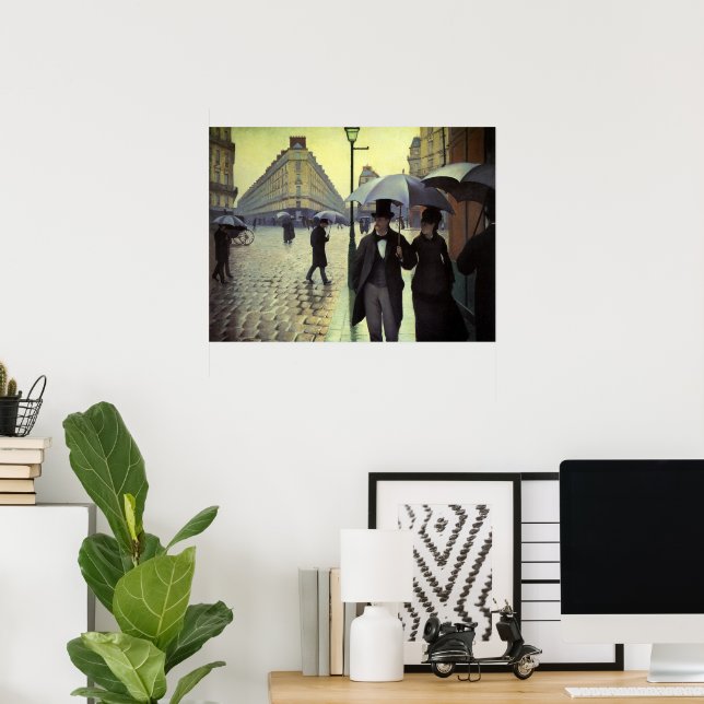 Póster Dia Rainy da Rua Paris por Gustave Caillebotte (Escritório em casa)