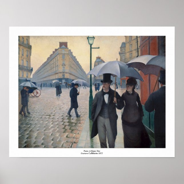 Póster Dia Rainy da Rua Paris por Gustave Caillebotte (Frente)