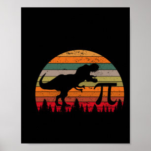 Poster Dia Retro Pi 3.14 Dinossauro Pi Dia Engraçado Mate