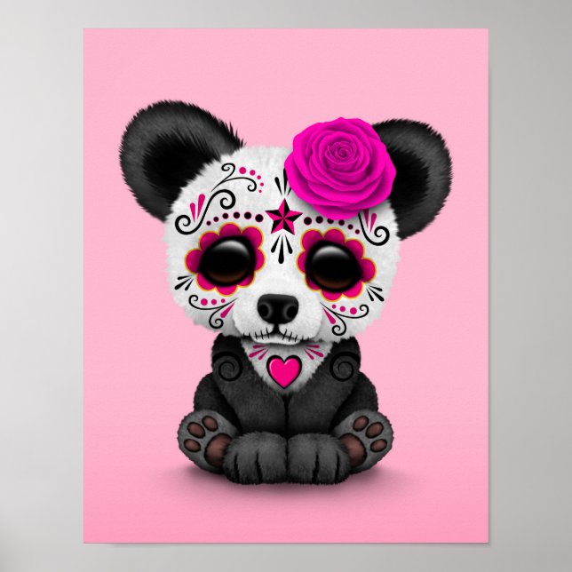 Póster Dia Rosa do Panda do Crânio do Açúcar Morto (Frente)